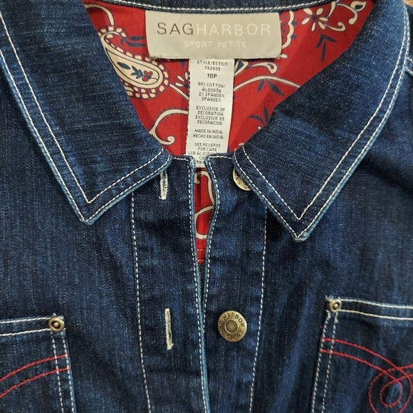 Vintage Denim Paisley/Bandana Print Denim Jacket/Blazer - Picture 3 of 6